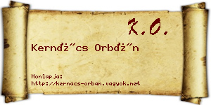 Kernács Orbán névjegykártya